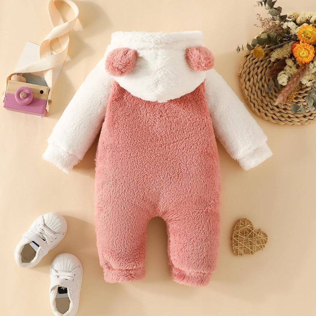 Newborn Baby Girl Winter Outfit Hooded Jumpsuit Infant One Piece Romper Baby Warm Snowsuit Clothes Gifts Set