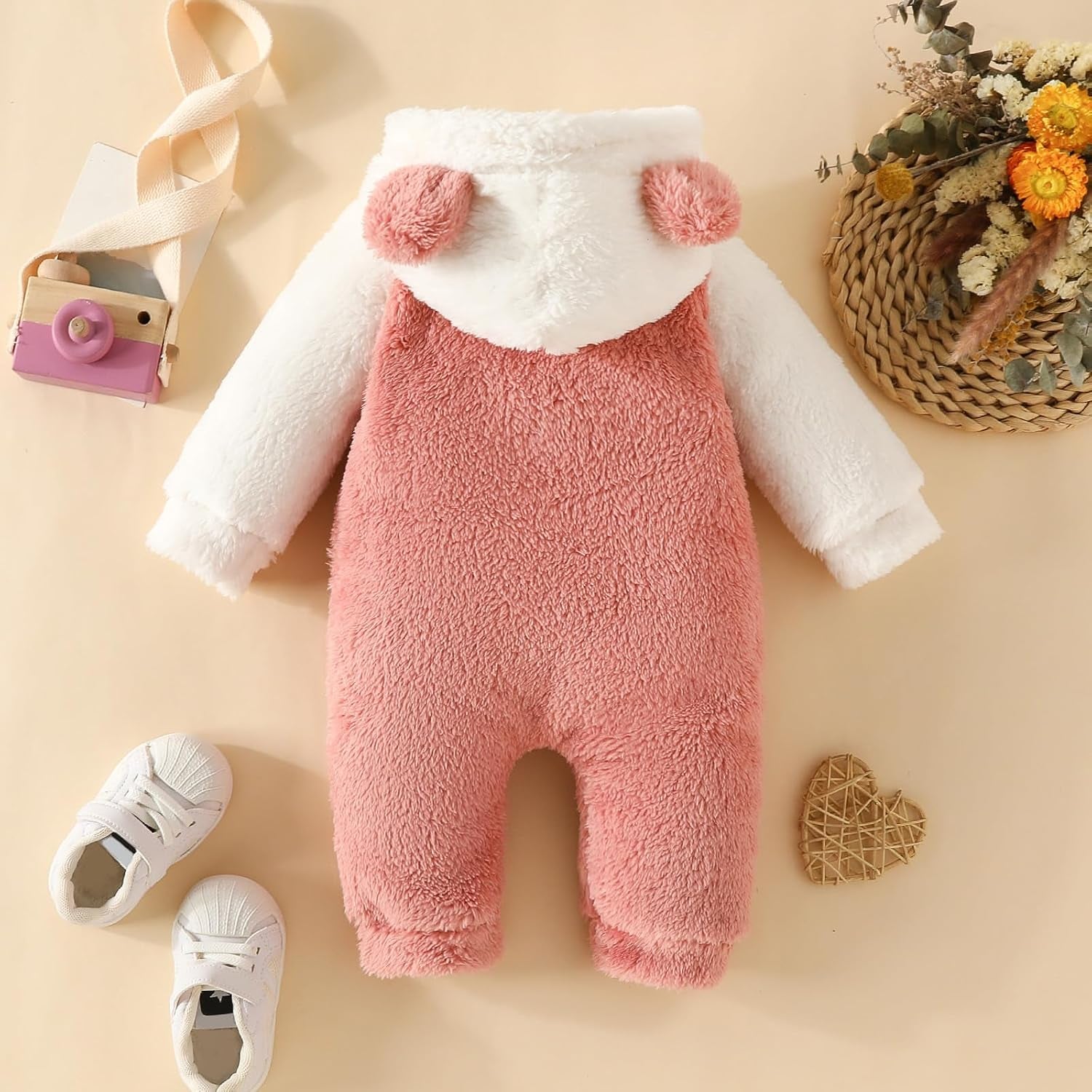 Newborn Baby Girl Winter Outfit Hooded Jumpsuit Infant One Piece Romper Baby Warm Snowsuit Clothes Gifts Set