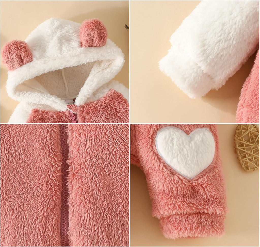 Newborn Baby Girl Winter Outfit Hooded Jumpsuit Infant One Piece Romper Baby Warm Snowsuit Clothes Gifts Set