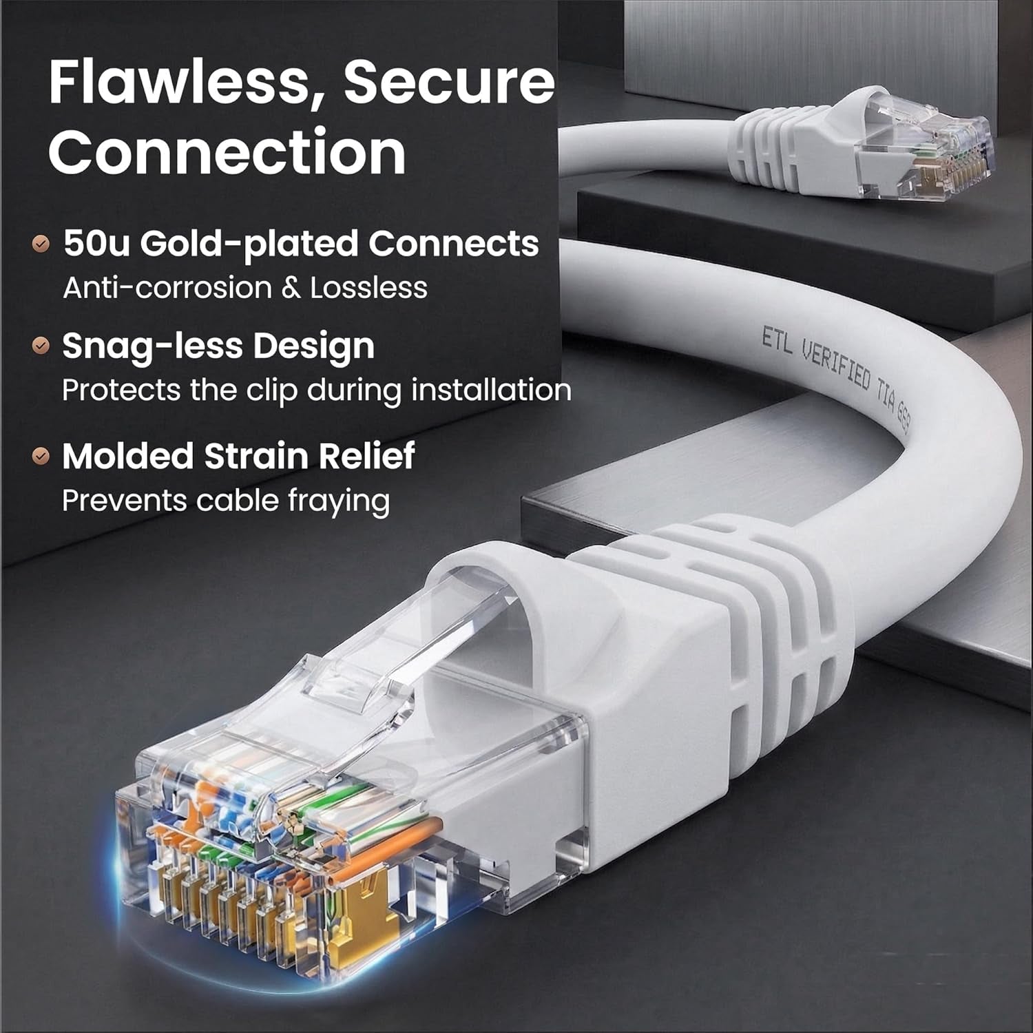 Cat6 Patch Cables Cat 6 Ethernet Cable Snagless 7 Ft 24-Pack White