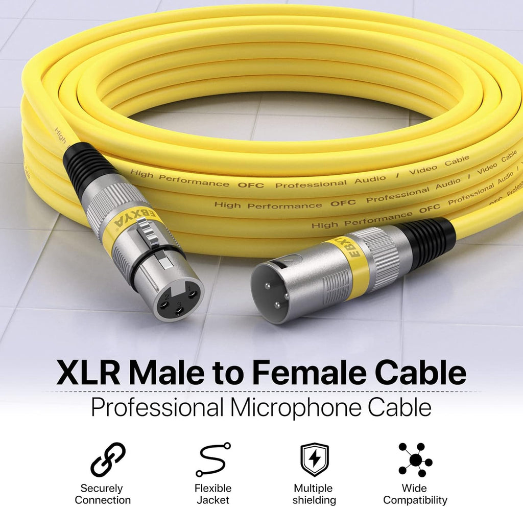 XLR Cable 6Ft 10 Pack 3 Pins Balanced XLR Microphone Cable Male to Female Suitable for Audio Mixer, Speaker Systems, Radio Station