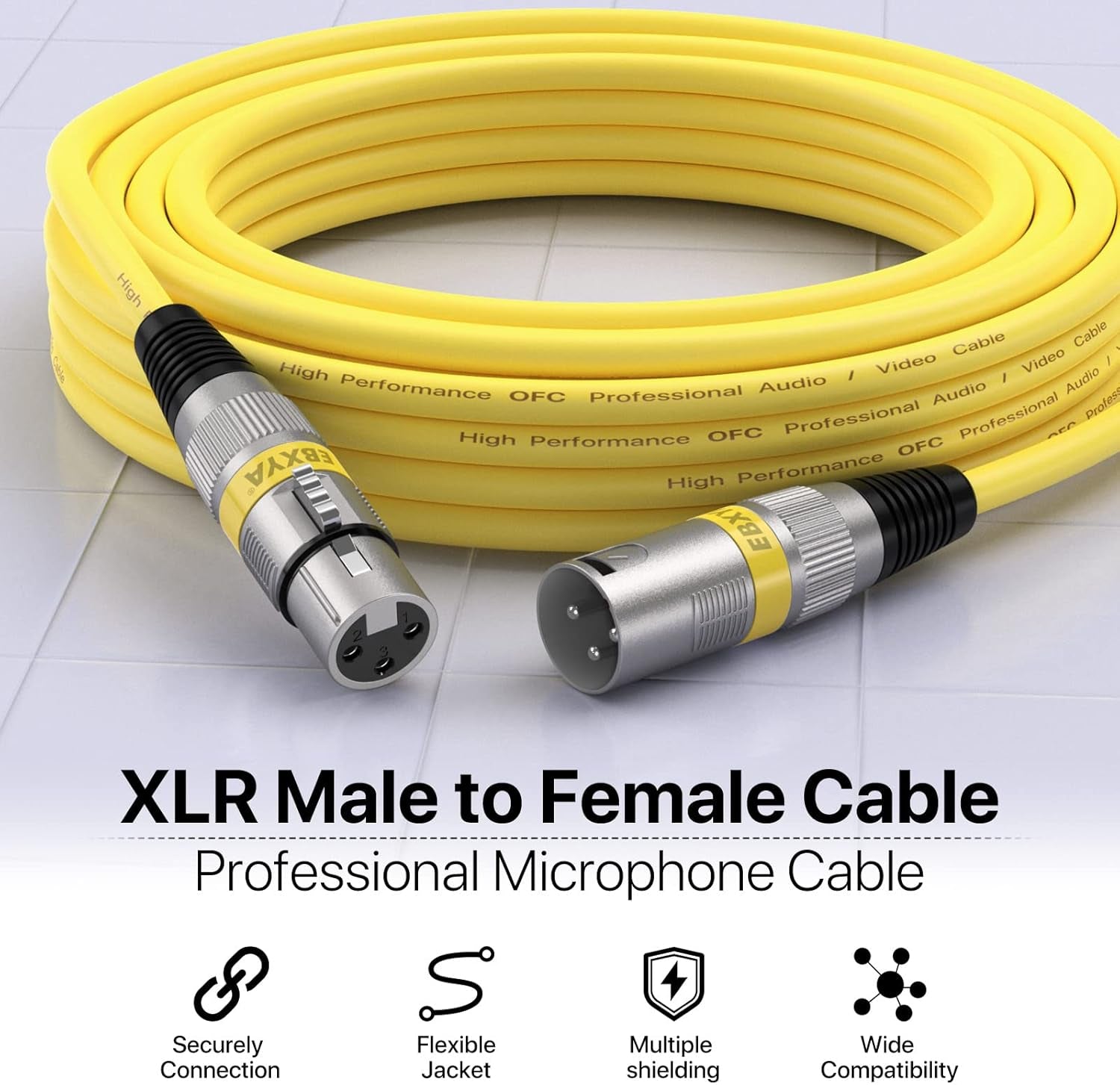 XLR Cable 6Ft 10 Pack 3 Pins Balanced XLR Microphone Cable Male to Female Suitable for Audio Mixer, Speaker Systems, Radio Station